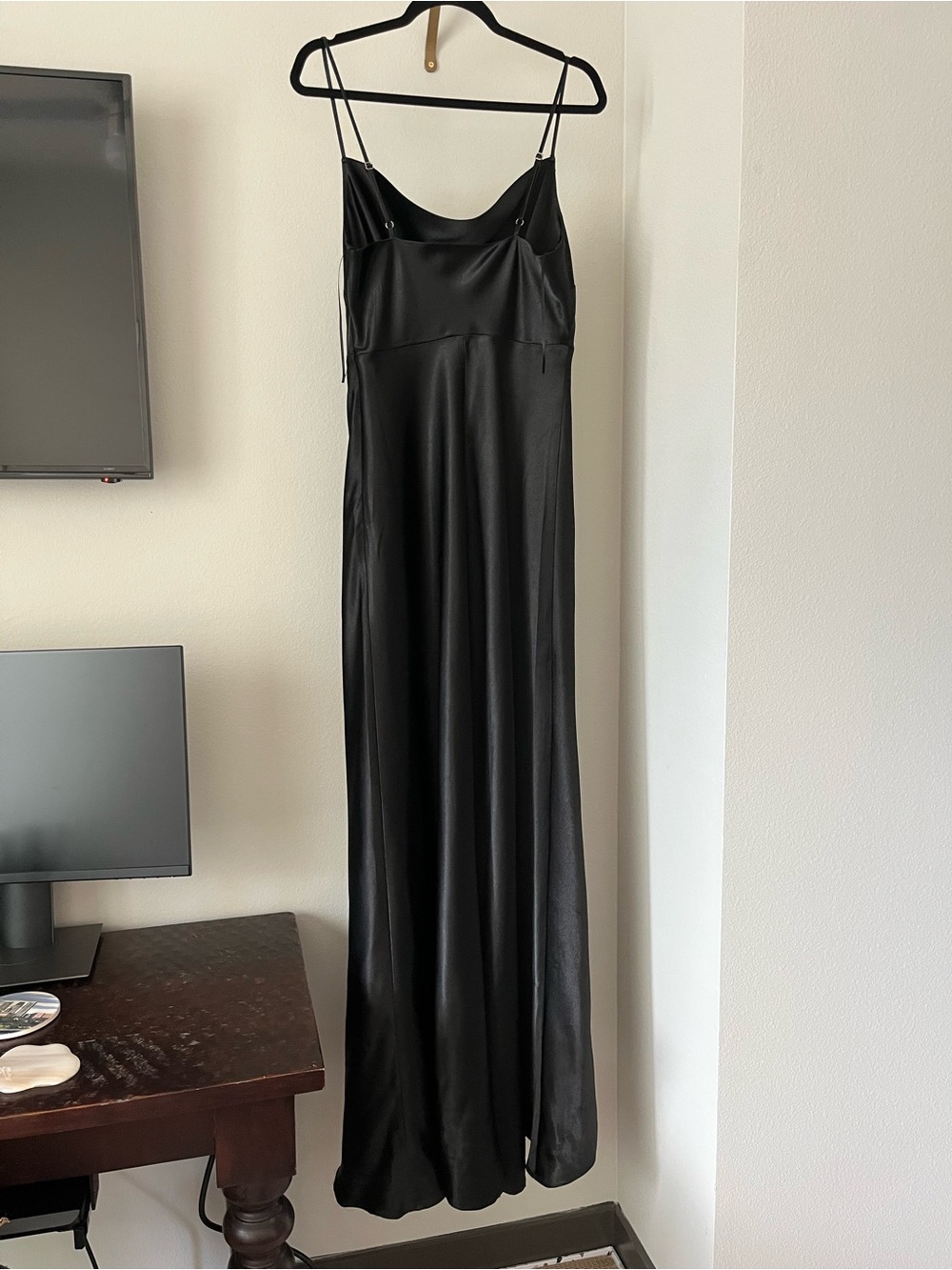 Birdy Grey Black Satin Dress with Cowl Neck - Picture 3 of 11